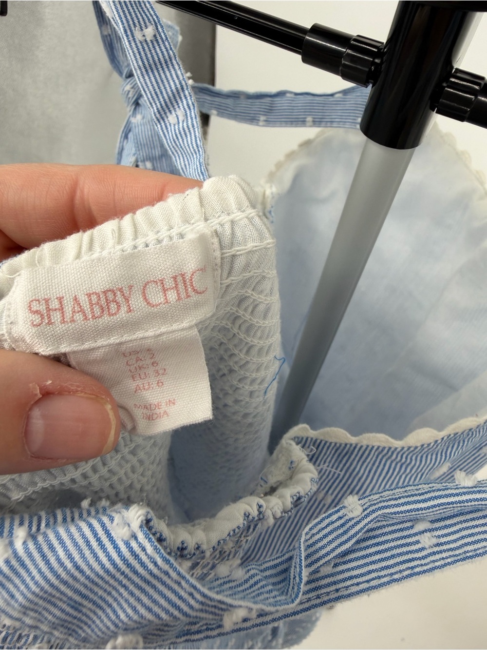 Shabby Chic Blue and White Striped Eyelet Sundress - Picture 6 of 9